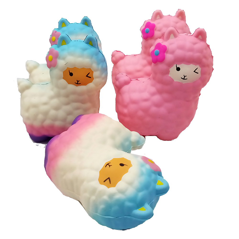 新品squishy羊 慢回弹小羊 炫彩羊 pu仿真美女羊现货当天发货