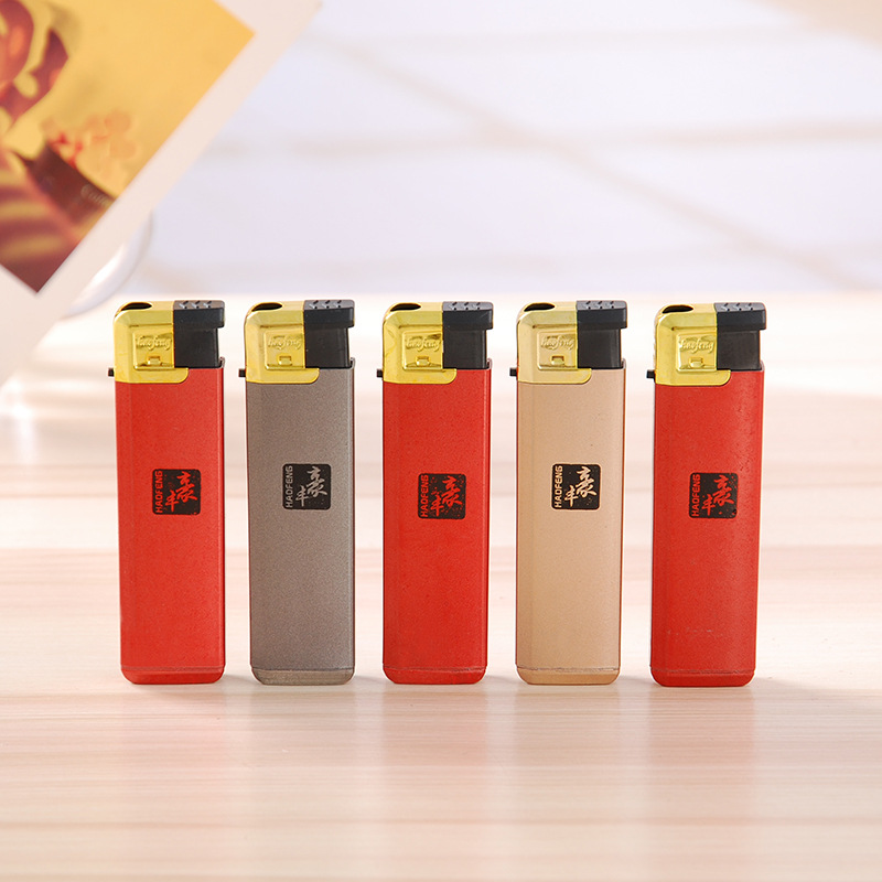 豪丰215喷漆超薄防风打火机批发可充气塑料广告打火机定制logo