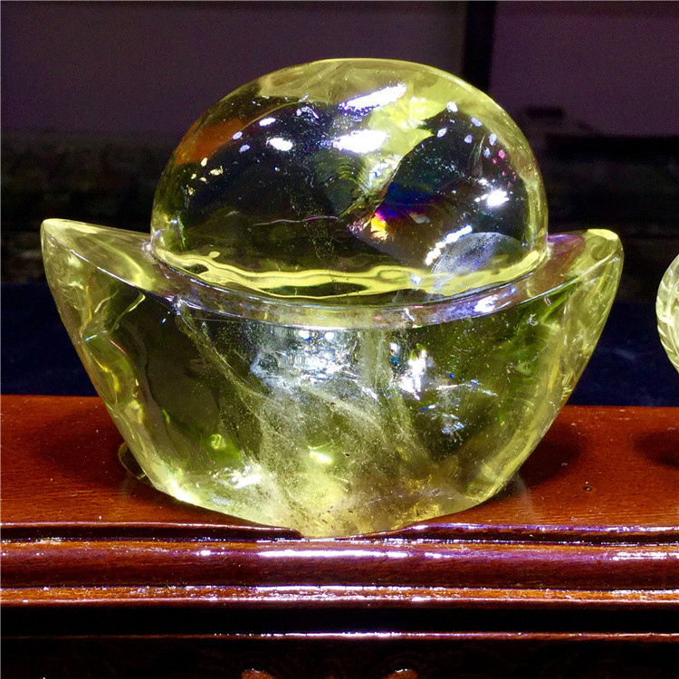 东海水晶 天然黄水晶大象元宝吉祥如意办公室摆件