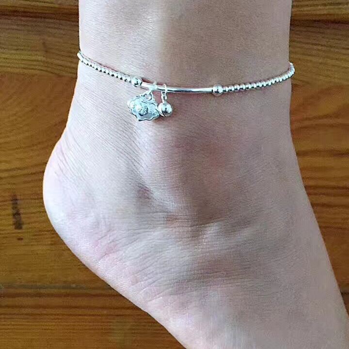 925银脚链 可私人定制脚链戴左脚可以防小人,脚链戴右脚可以招财