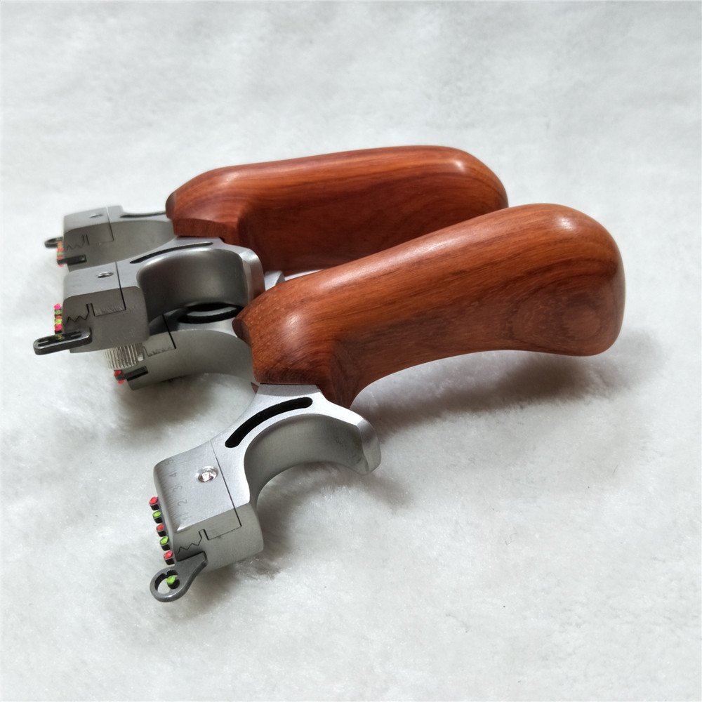 新款追龙不锈钢快压扁皮弹弓高精度实木户外竞技紫檀木弹工架专用