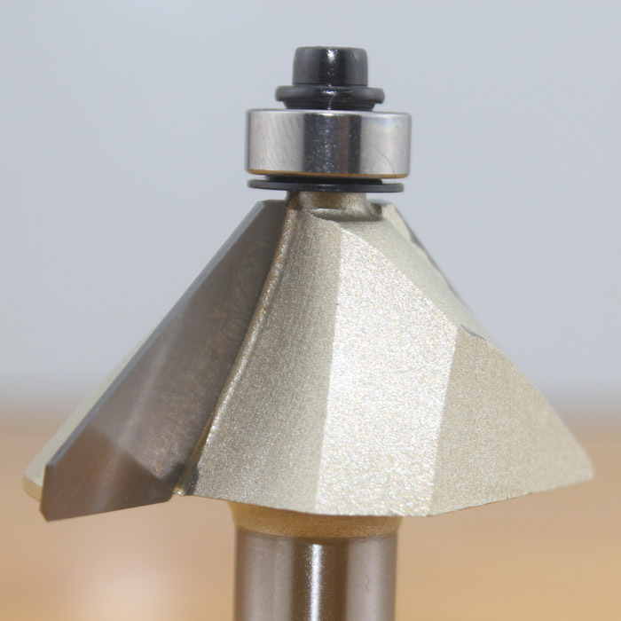 yd45°斜角刀 斜边刀 密度板专用带轴承斜角修边刀1/4 1/2柄木工