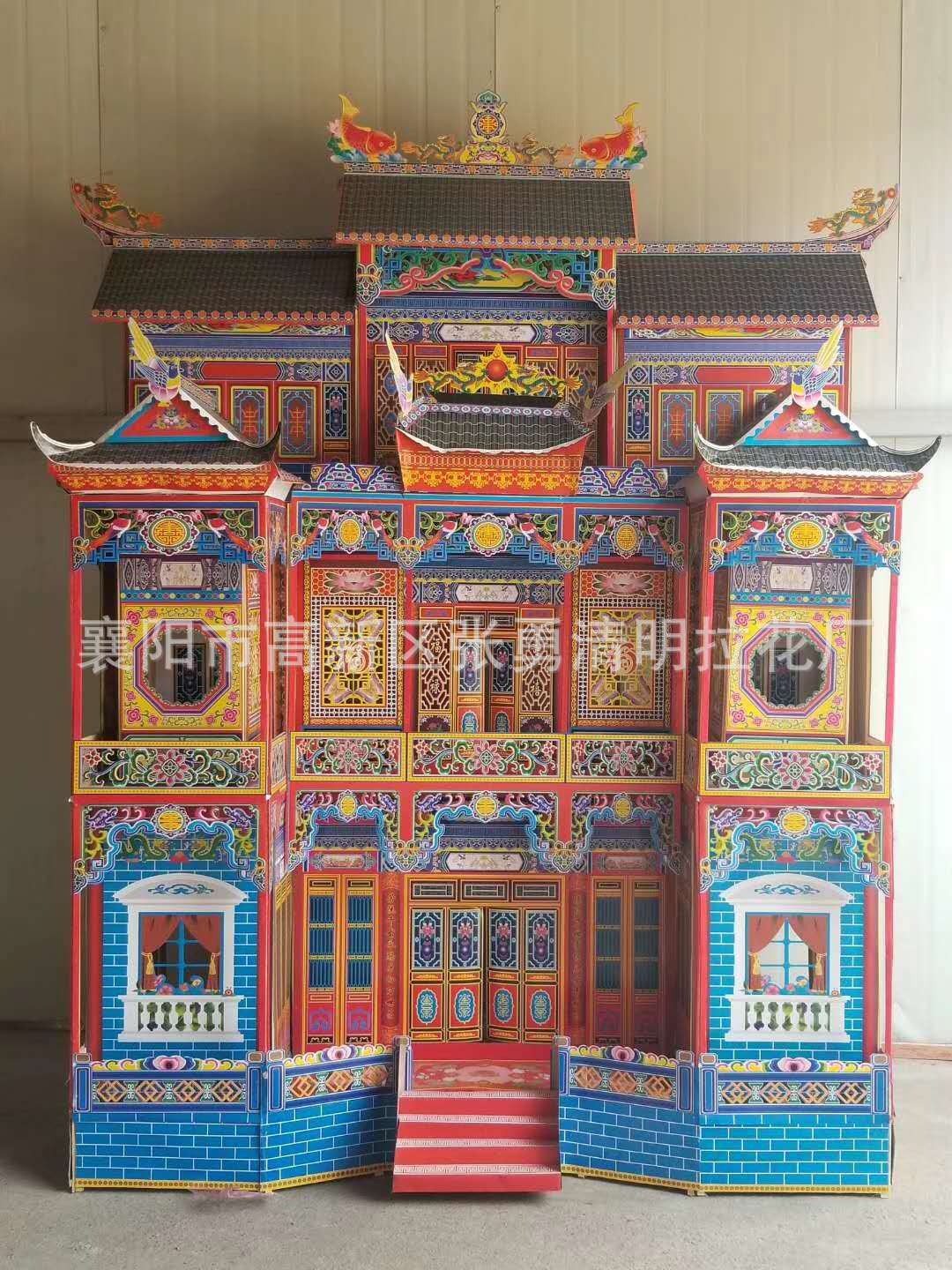 厂家直销160型竹架灵房折叠灵屋速装式冥房殡葬祭祀用品纸扎批发