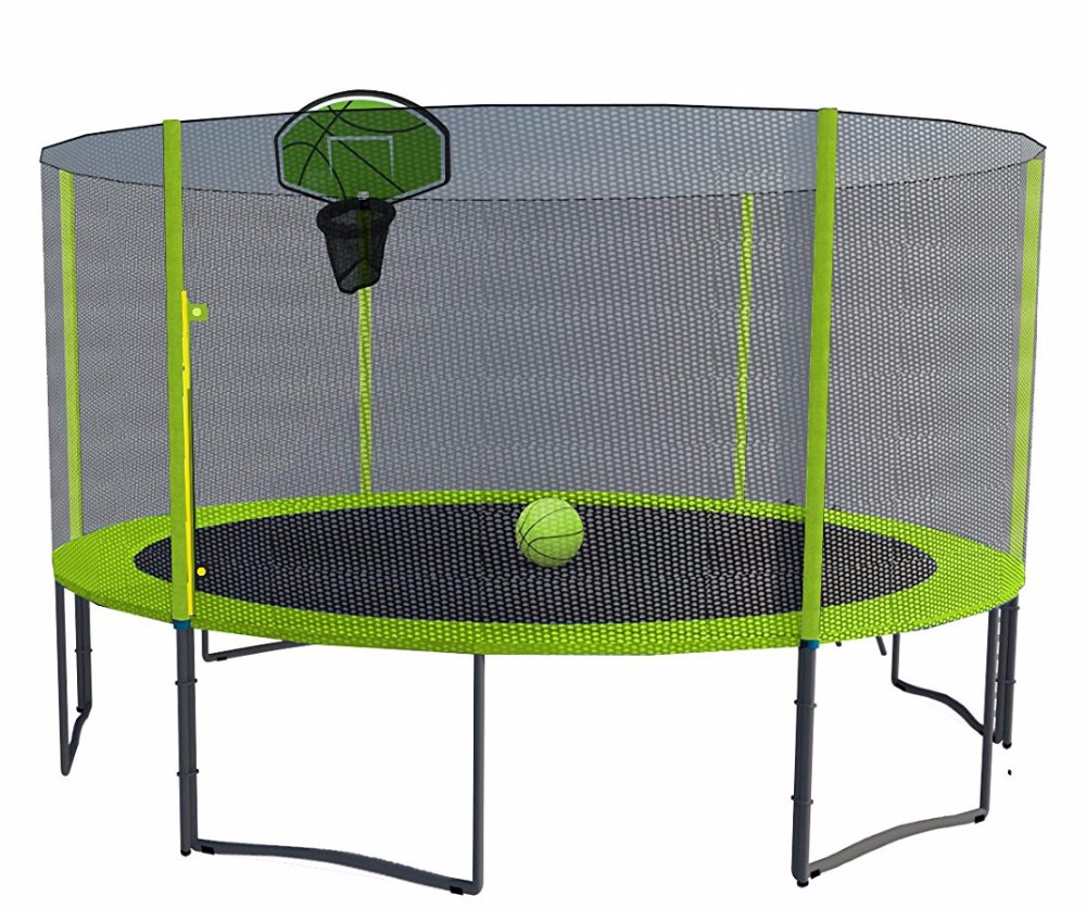 圣动16英尺圆形大蹦床带梯子篮球框户外运动健身弹簧床