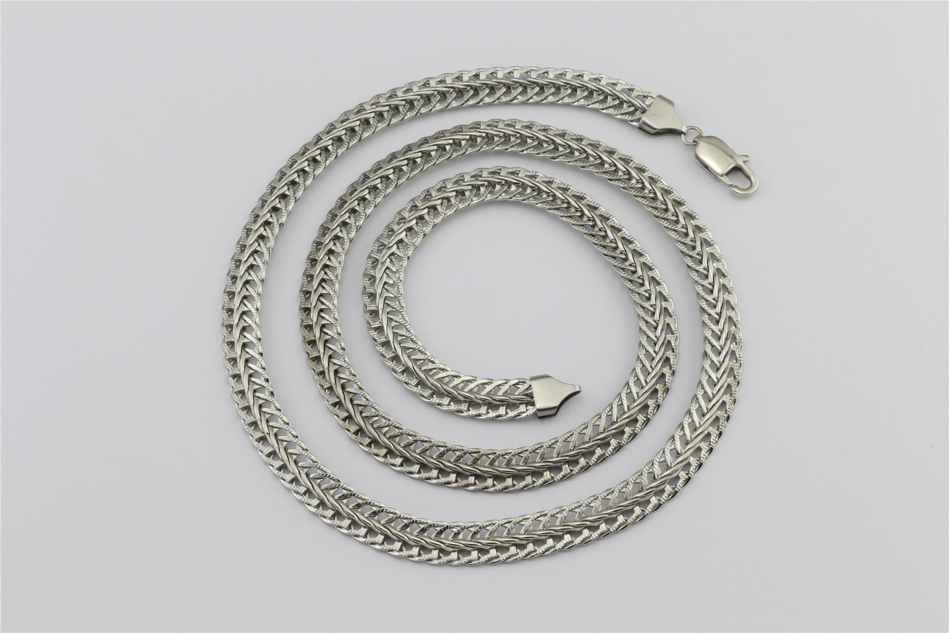 2018新款时尚对角扁狐尾链饰品 欧美钛钢毛衣链 项链手链套装礼品