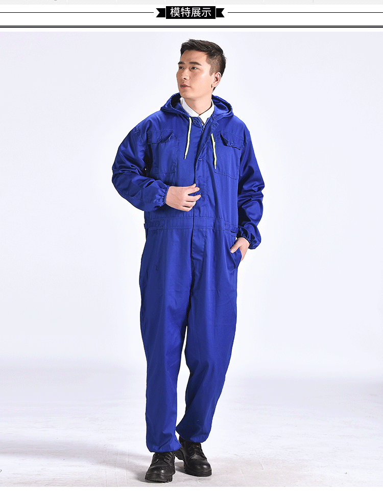 批发劳保连体衣汽修工作服春秋涤卡连体衣套装定做logo工装厂服