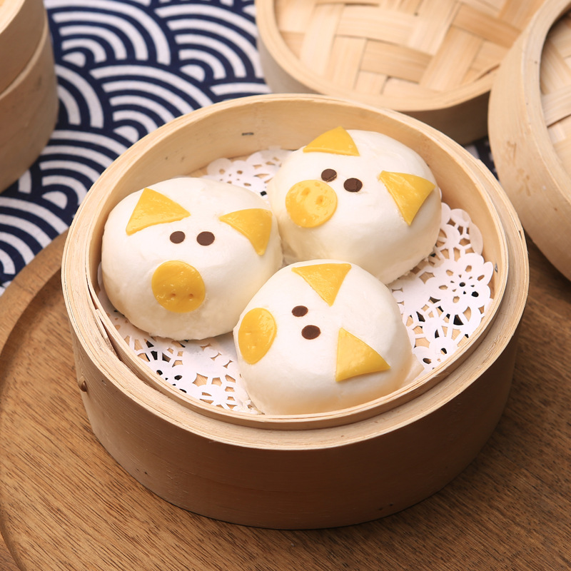 粤食福红豆猪仔包卡通豆沙包儿童早餐速冻包子点心6个300g-阿里巴巴