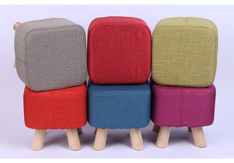 厂家现货现代简约布艺沙发凳 创意家用客厅小矮凳 四脚实木换鞋凳