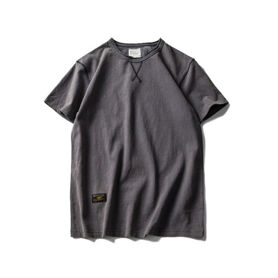 南夏乔装 正切潮牌美式复古水洗做旧高克度纯棉t恤男短袖夏款tee