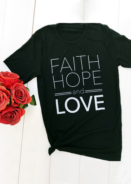 faith hope and love t恤男女欧美英文数字字母街头短袖速卖通