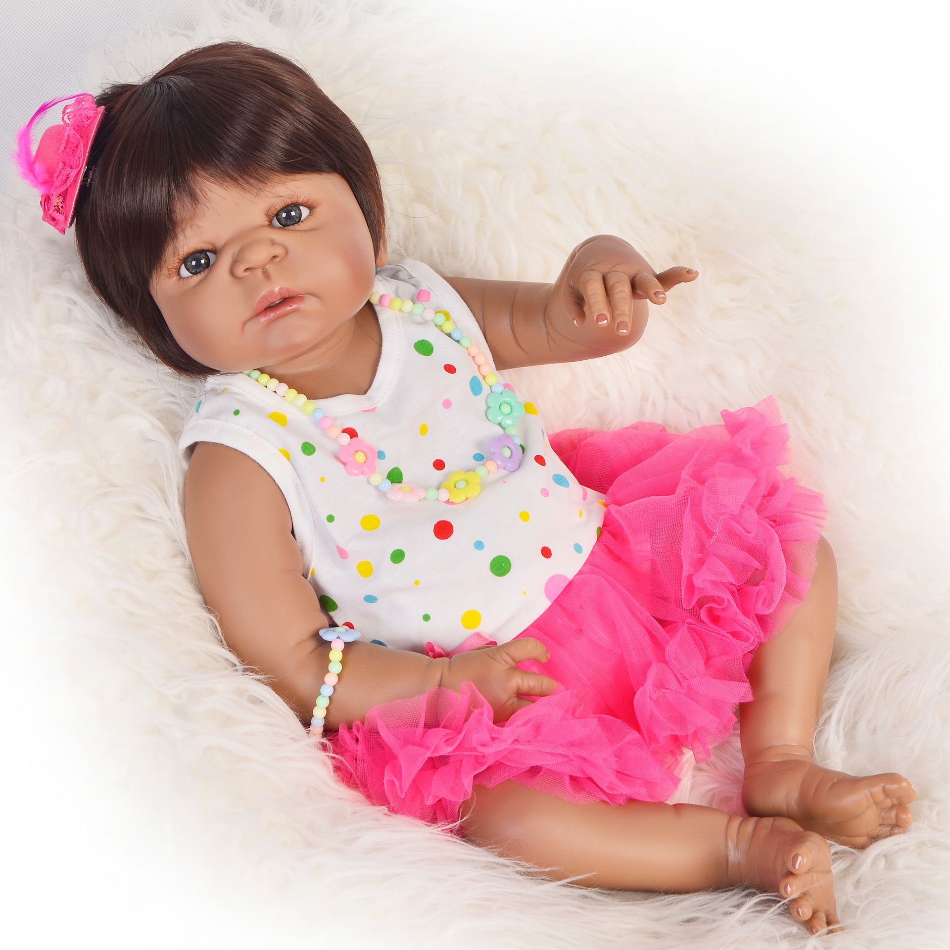 keiumi全硅胶重生娃娃reborn baby doll 57cm 黑色仿真婴儿可混批