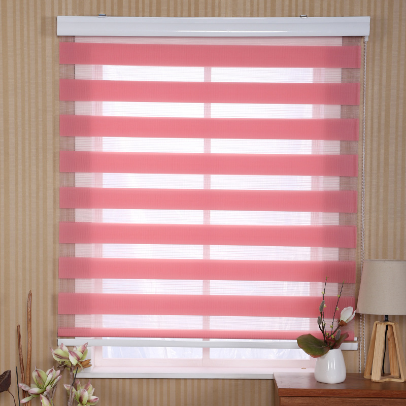 Factory Supply Curtain Finished Double Roller Blind Soft Gauze Curtain Louver Curtain Uv-Proof Office Shading Curtain