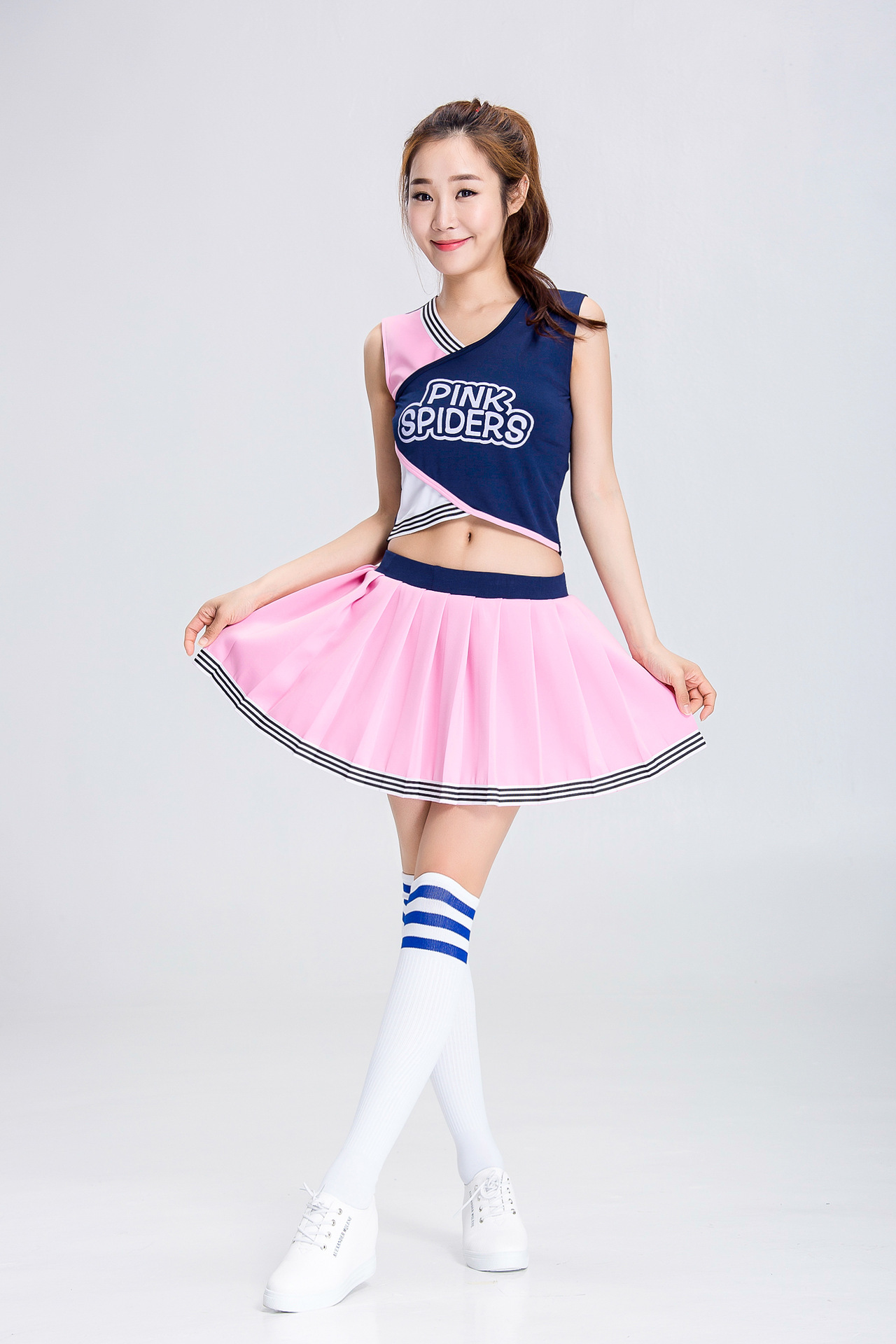 新款世界杯足球啦啦队服装分体式露腰加油足球宝贝服装批发