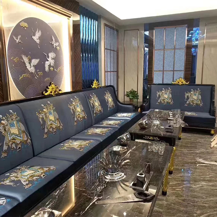 新款美式风格酒店沙发卡座 包厢ktv沙发 布艺组合会所沙发定制