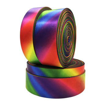 双面涤纶渐变色彩虹缎带 彩色礼品包装盒丝带 韩国蝴蝶结织带现货