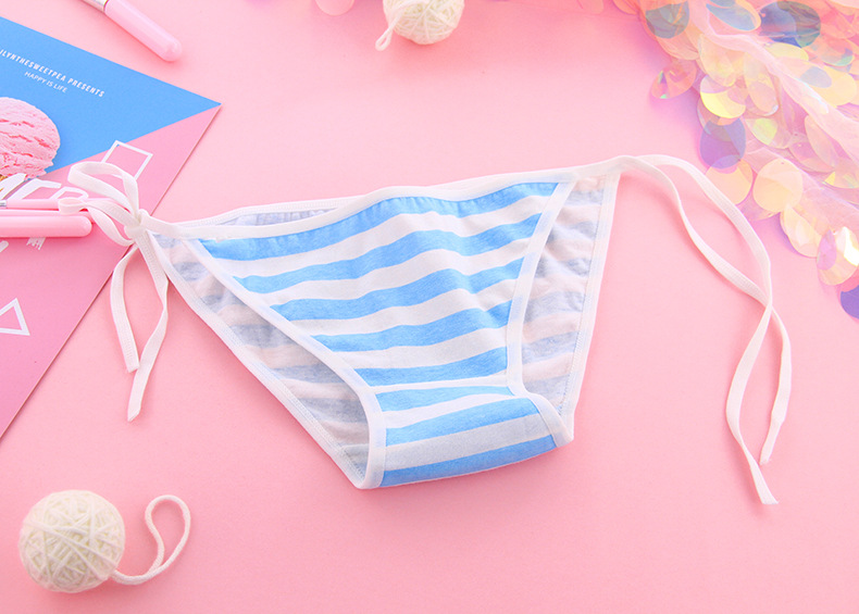 日系蓝白粉白条纹二次元胖次动漫绑带胖次萝莉少女软妹内裤c008-2