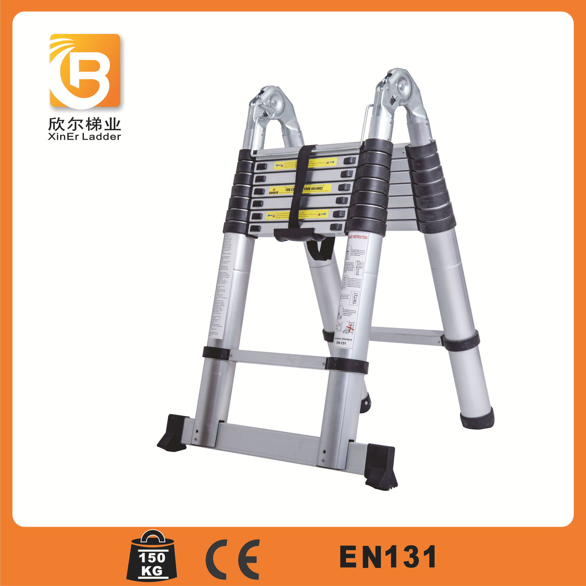 2米铝合金关节人字伸缩梯 加厚竹节梯 热销款 铝梯