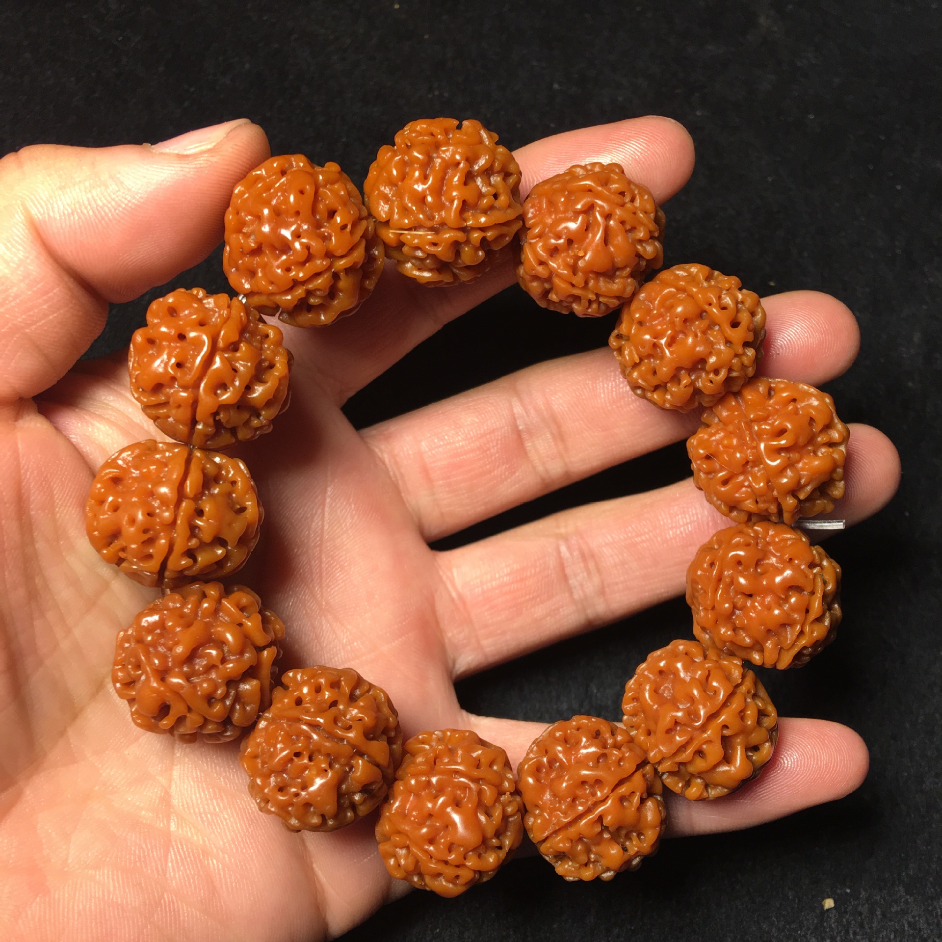 尼泊尔五瓣机刷包浆金刚菩提子佛珠手串批发包浆爆肉大金刚男20