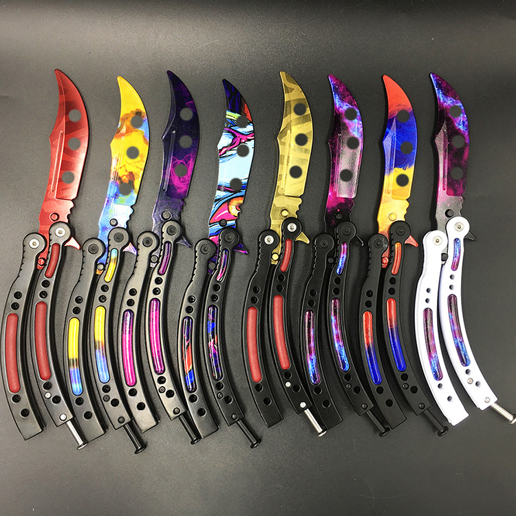 csgo美国蝴蝶刀蝴蝶练习训练刀练习刀未开刃玩具刀折叠刀工厂直销