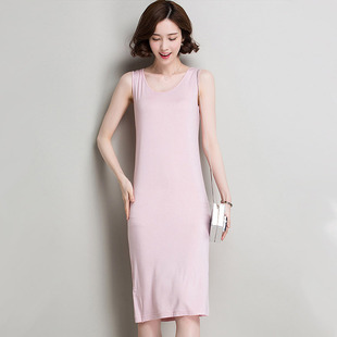吊带背心裙2018夏季新品百搭纯色吊带裙女中长款修身连衣裙长裙
