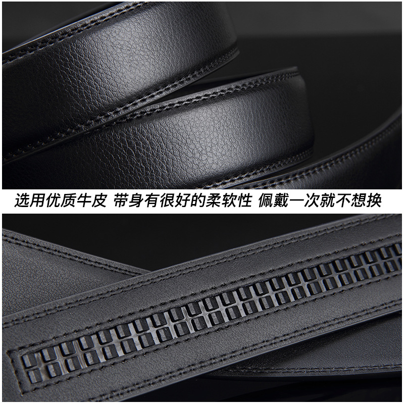 Manufacturer Belt Men's Wholesale Genuine Leather High-End Automatic Buckle Business Pure Cowhide Belt Men's Casual Men's Pant Belt