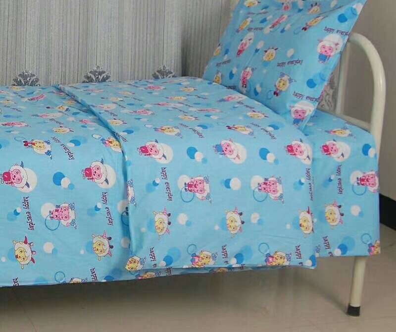 医院儿科幼儿园学校床上用品三件套床单被套kt猫涤棉