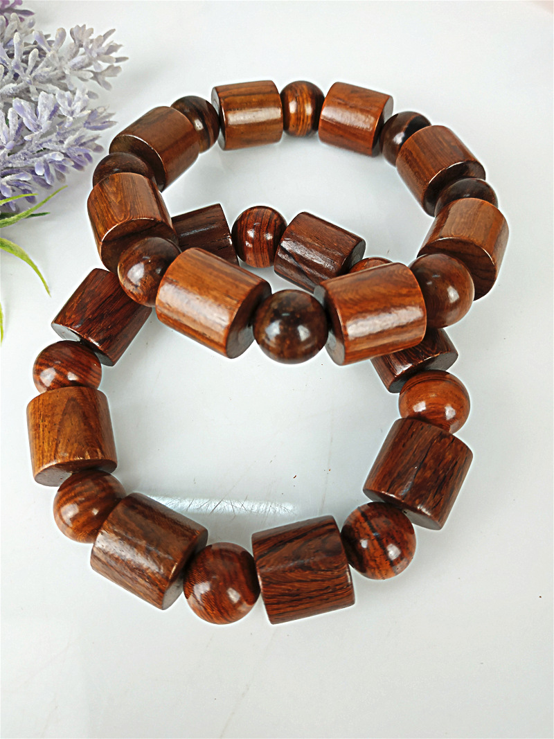 天然酸枝老红木桶珠手串实木桶珠佛珠高密度手链念珠男士手串