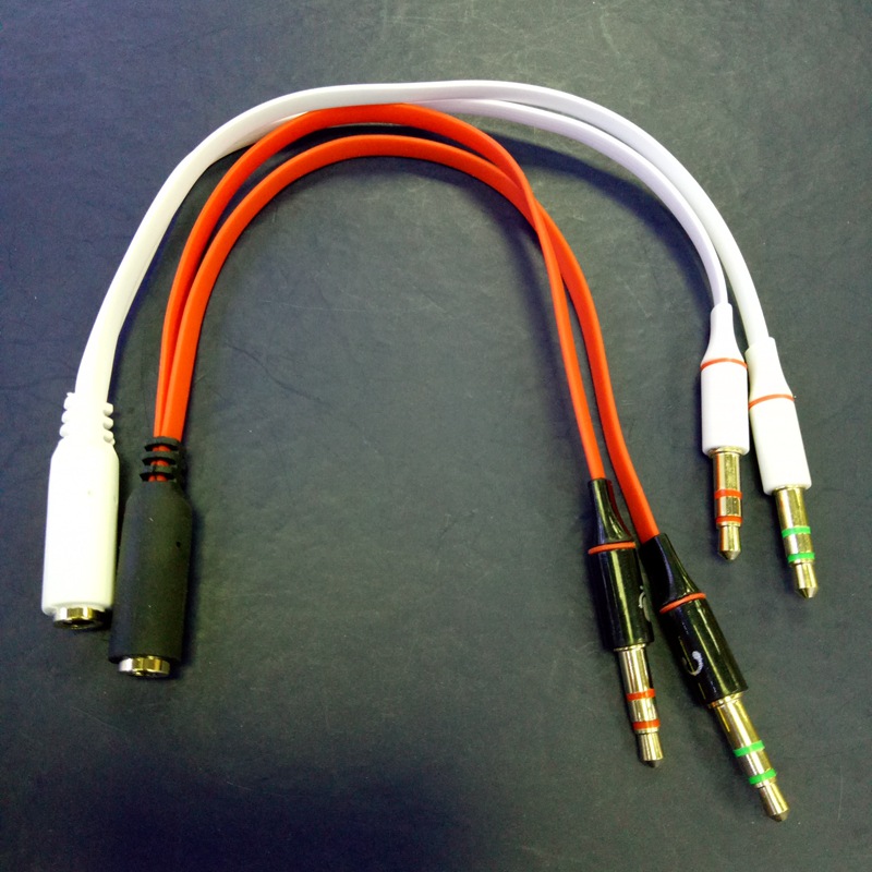 一分二音频线单孔电脑耳麦耳机转接头 3.5mm母转双3.5mm公分线器