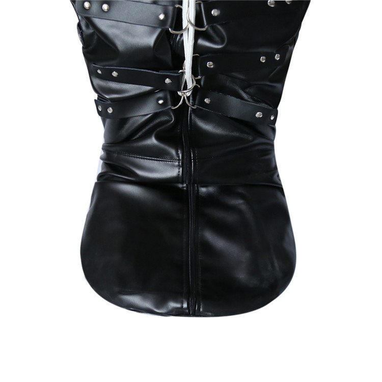 厂家批发全包衣服 皮革情趣衣服 束缚黑色全裹服装 系绳皮革衣服