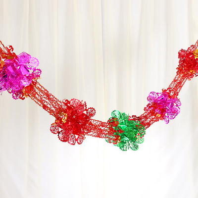 批发婚庆用品结婚婚礼婚房装饰塑料亮光彩纸喜庆拉花拉喜约2.5m