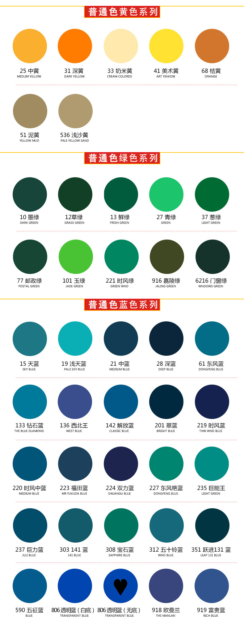 三和手摇自动喷漆鲜绿青绿葱绿苹果绿宝石绿邮电绿军绿玉绿时风绿