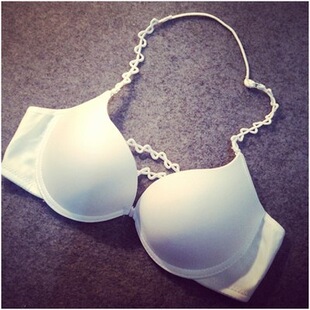 新款包邮 性感挂脖前扣式文胸美背无痕加厚少女内衣小胸聚拢胸罩