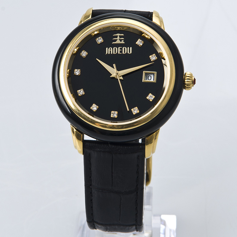 创意时尚女式机械手饰腕表礼品表批发厂家 玉石和田墨玉手表一件