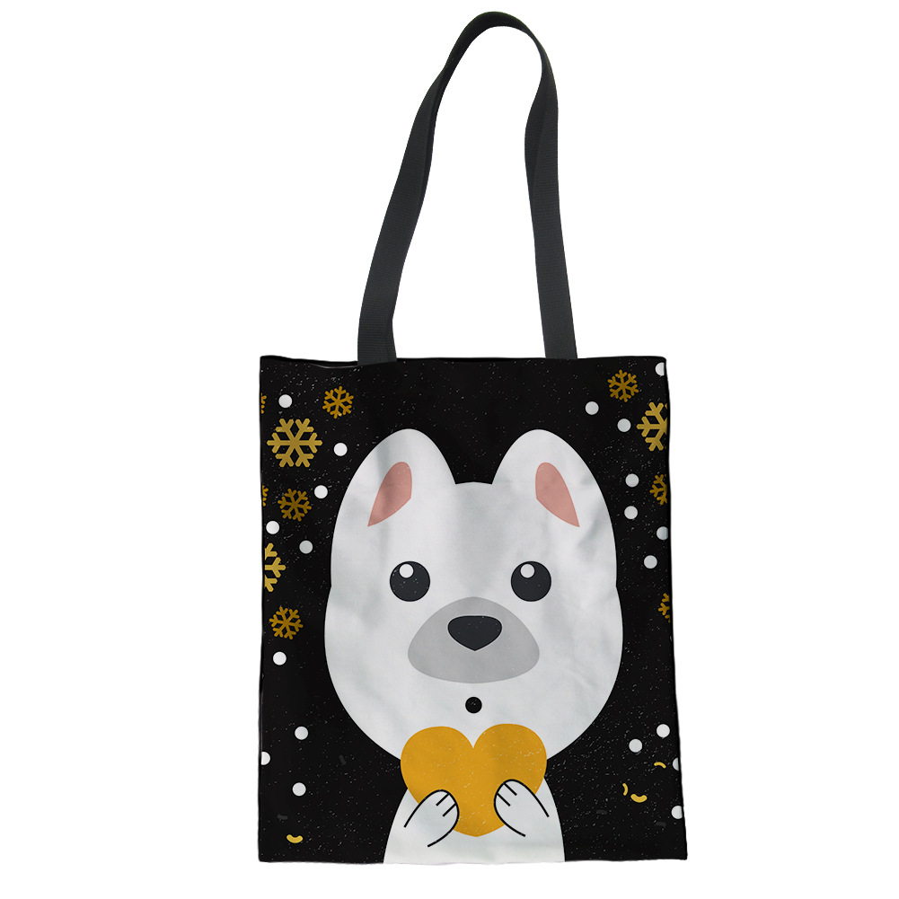 新款萌宠动物来图定制帆布袋 学生手提包百搭单肩包环保购物袋