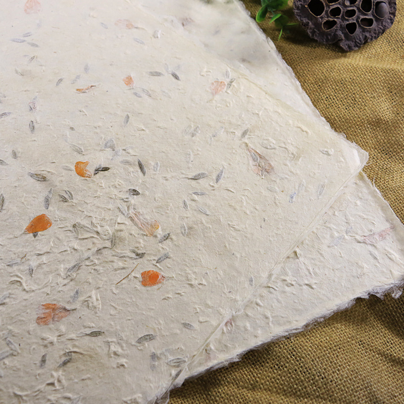 花瓣宣纸纯手工天然夹花纸花草艺术礼品包装纸书皮纸狼毒草古藏纸