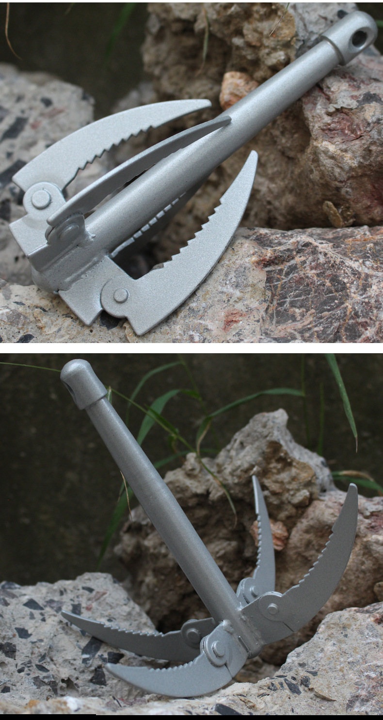 折叠四钩水草刀 锯齿割草刀户外锚刀钓鱼垂钓用品渔具配件 带绳子