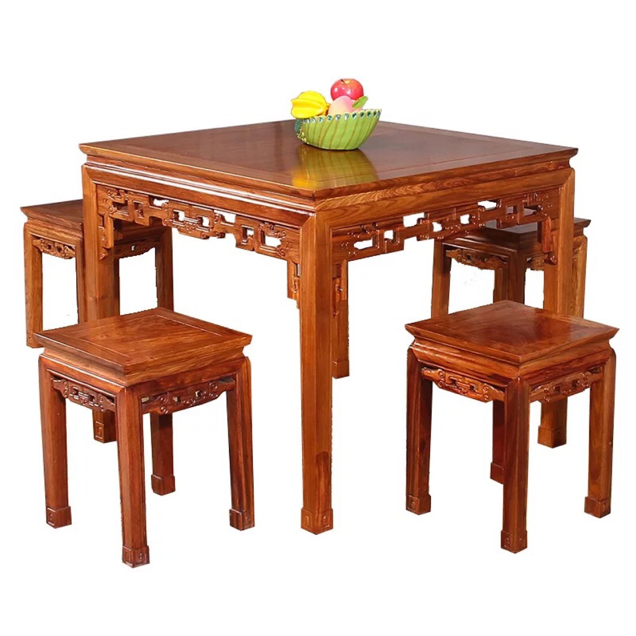 情谊阁红木家具八仙桌 家用餐桌古典方形四人餐桌简易实木饭桌