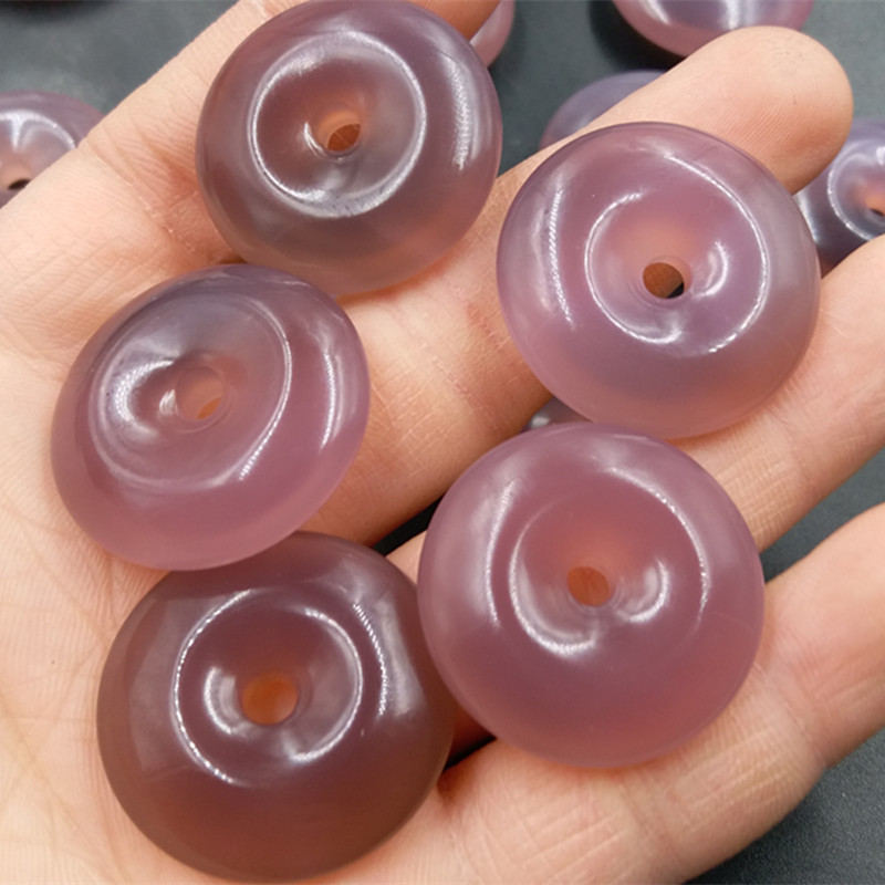 老玉匠紫玉髓玛瑙平安扣吊坠紫色玛瑙平安扣挂件