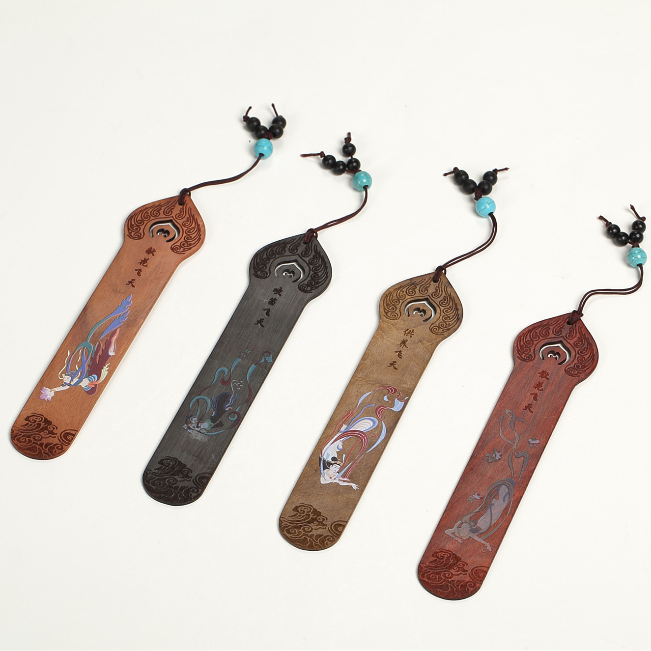 尚元堂 bll427飞天书签四件套高档木质紫檀书签商务礼品个性定制