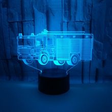 外贸新款消防车3D小夜灯七彩触控遥控灯 礼品氛围3D LED小台灯