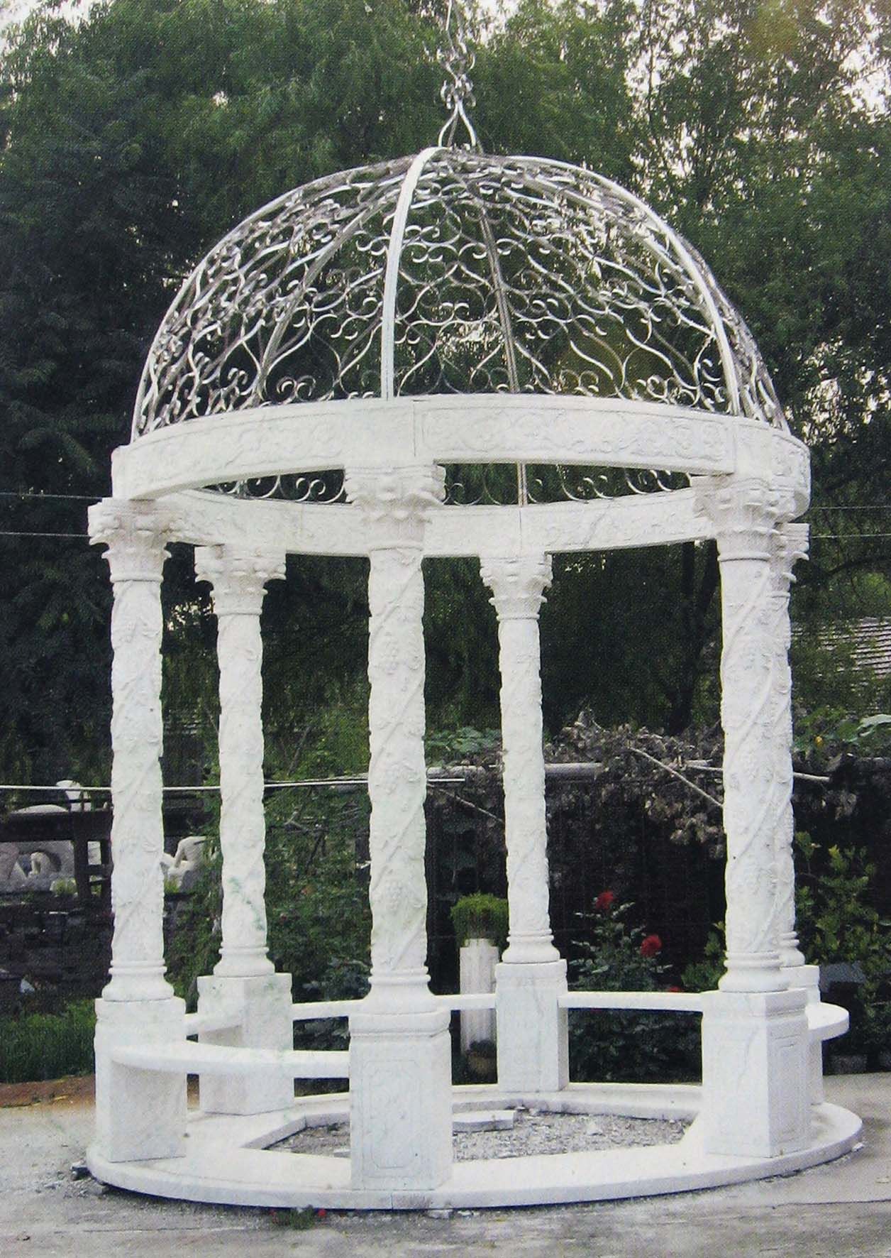 现场安装石雕汉白玉仿古欧式凉亭户外单层石亭子现货