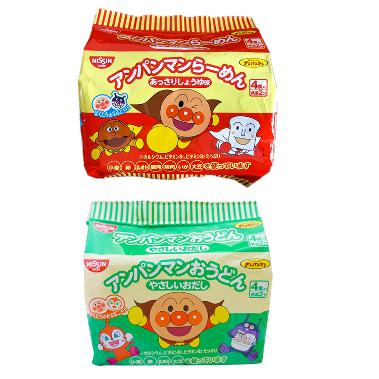 日本进口 日清面包超人儿童泡面方便面营养面酱油味/海鲜味88g*12