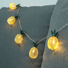 跨境新款LED菠萝灯串铁艺电池ins彩灯户外节日装饰灯卧室圣诞灯饰