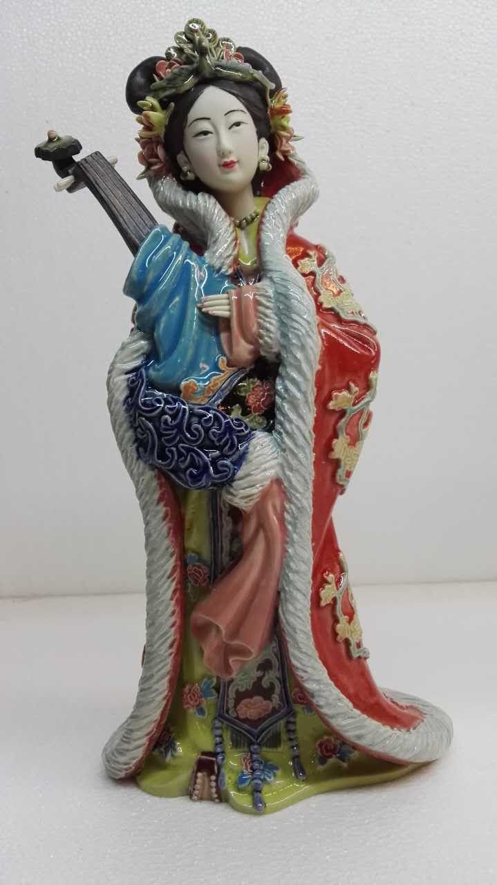 林伟东大师作品正品初夏荷花姑娘石湾陶瓷公仔古典仕女美女装饰