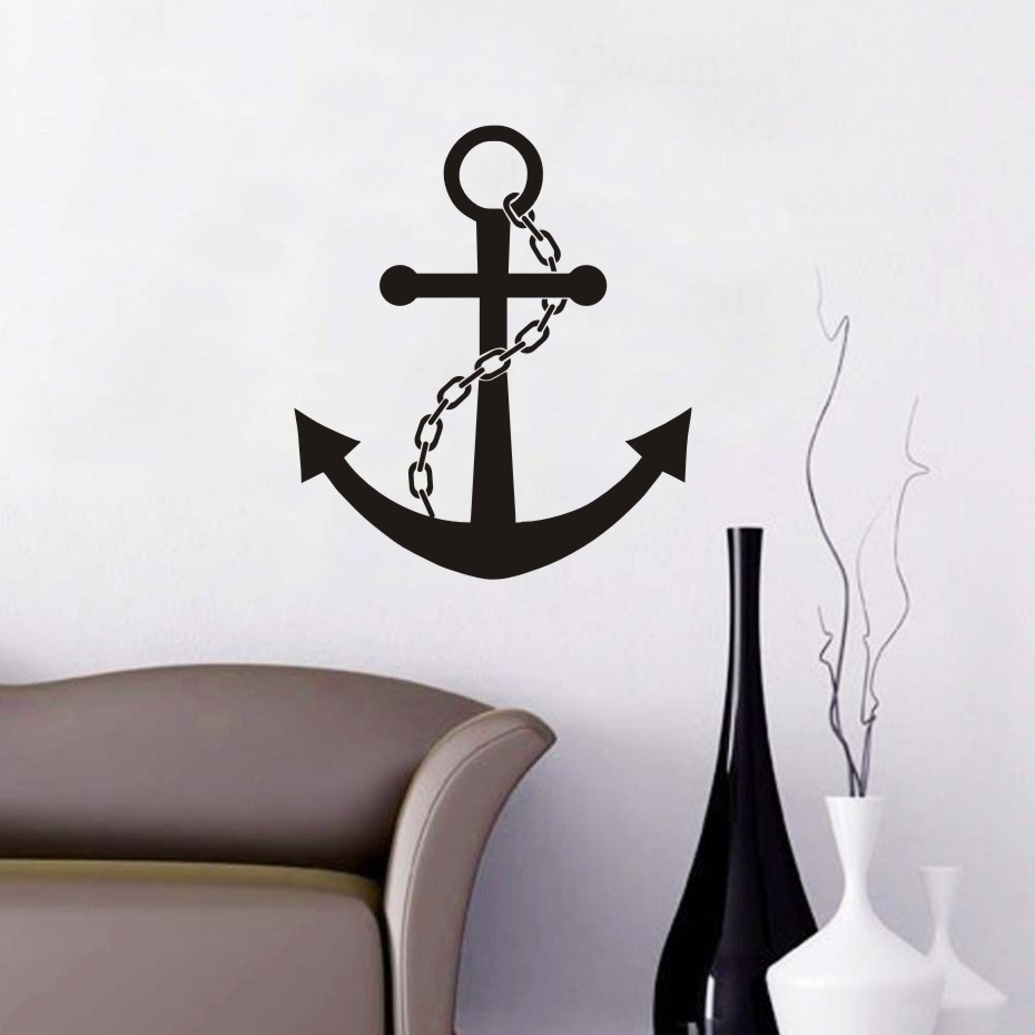 un0026热卖铁链船锚车贴玻璃贴墙贴纸一代精雕贴可移除pvc