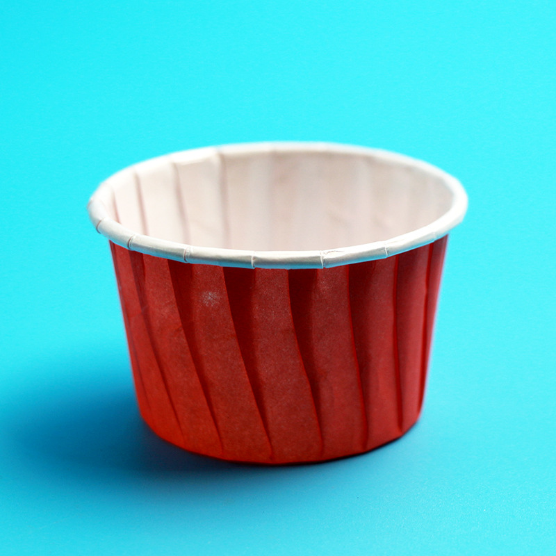 批发小号卷边翻边折叠蛋糕纸杯 耐烤杯 淋膜纸杯 红色100个/套