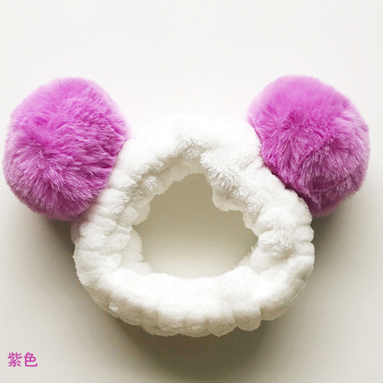 Korean Hair Accessories Cute Fur Ball Face Wash Headband Women's Flannel Makeup Headband Sweet Hairband Headdress Factory Direct Sales