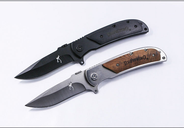 browning 户外折叠小刀 便携 黑彩木勃朗宁折叠刀小刀 户外刀具