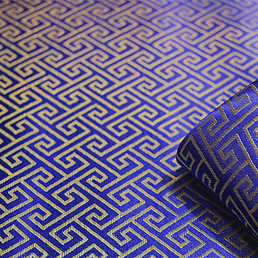 厂家直销 中国风长城格 回文本色本花 织锦缎 服装布 镶边包装布