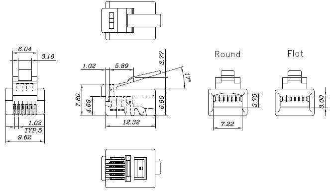 2芯电话水晶头 6p非屏蔽2芯电话水晶头 语音电话水晶头 镀金厚度